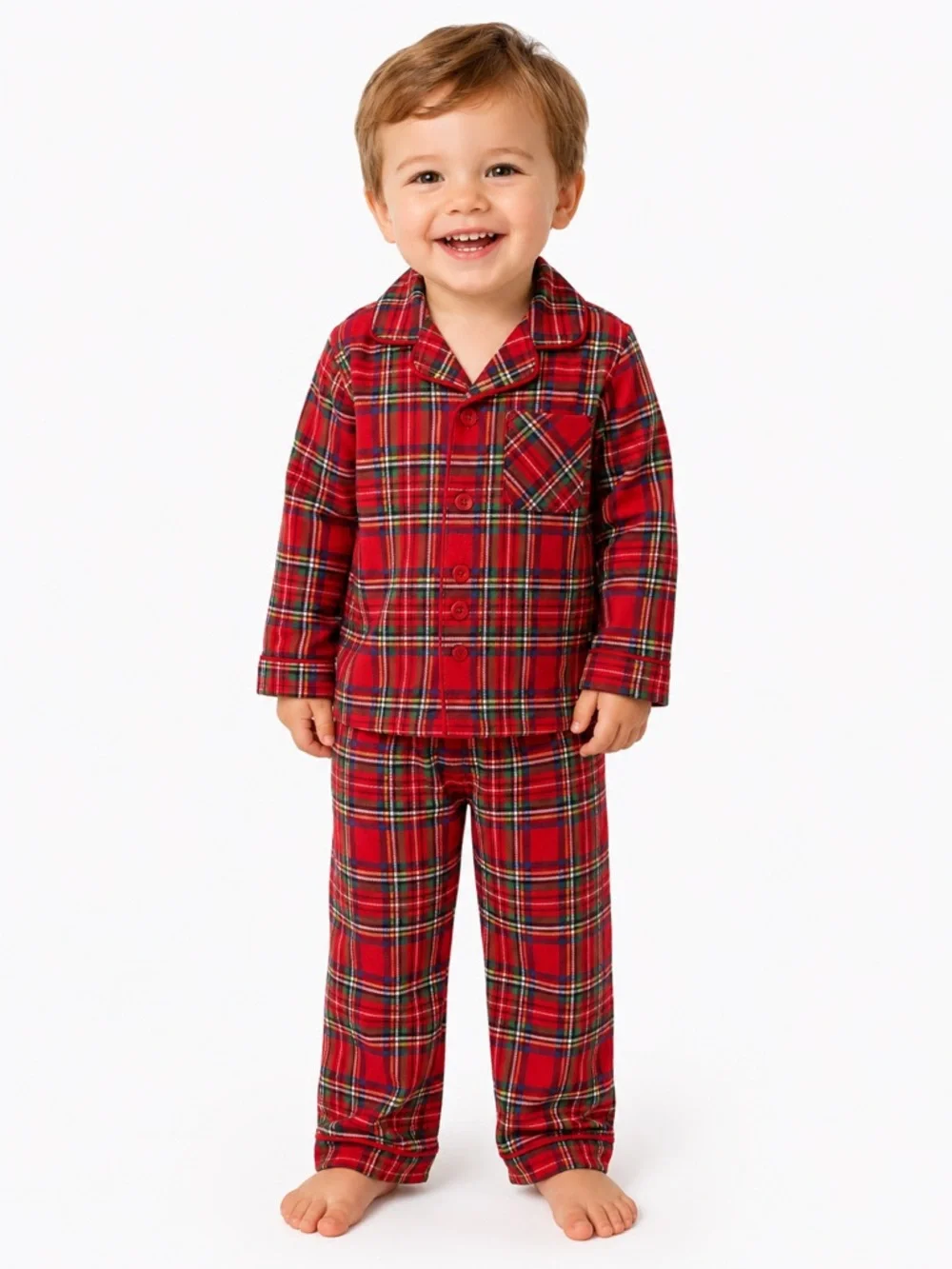 New - Little Me Kids Red Plaid Pajama Set - Cozy Holiday Sleepwear
